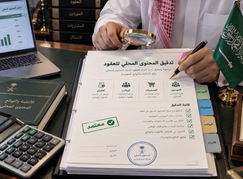 تقرير التزام المتعاقد بالمنتجات الوطنية لعقود التوريد